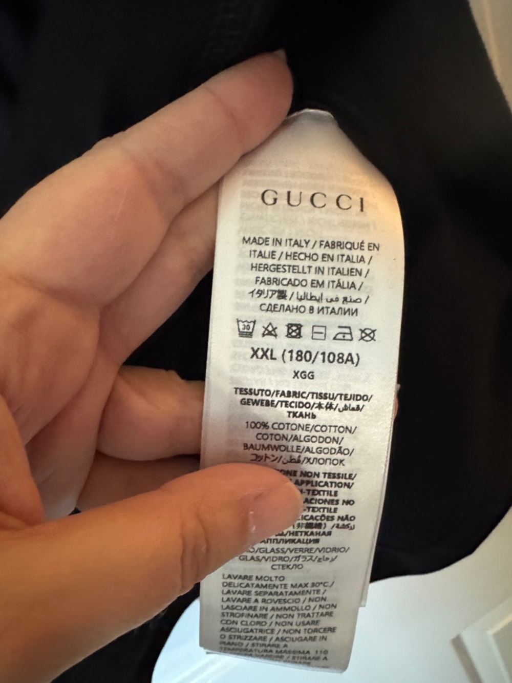 Gucci Black Tee with Crystal Logo Detail - Picture 5 of 7